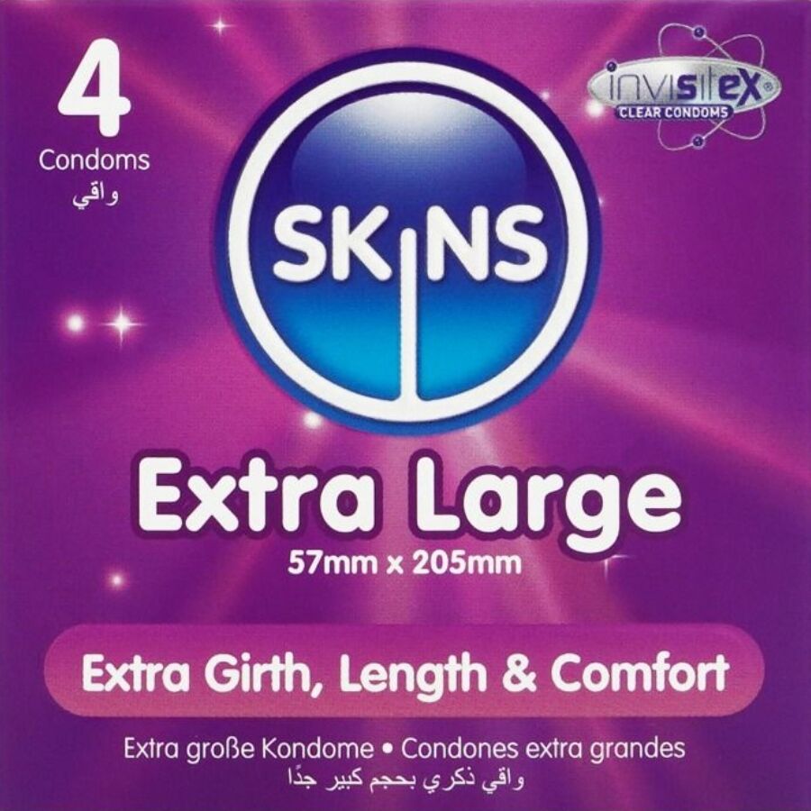 SKINS - PACK DE 4 PRÉSERVATIFS EXTRA LARGES PREMIUM