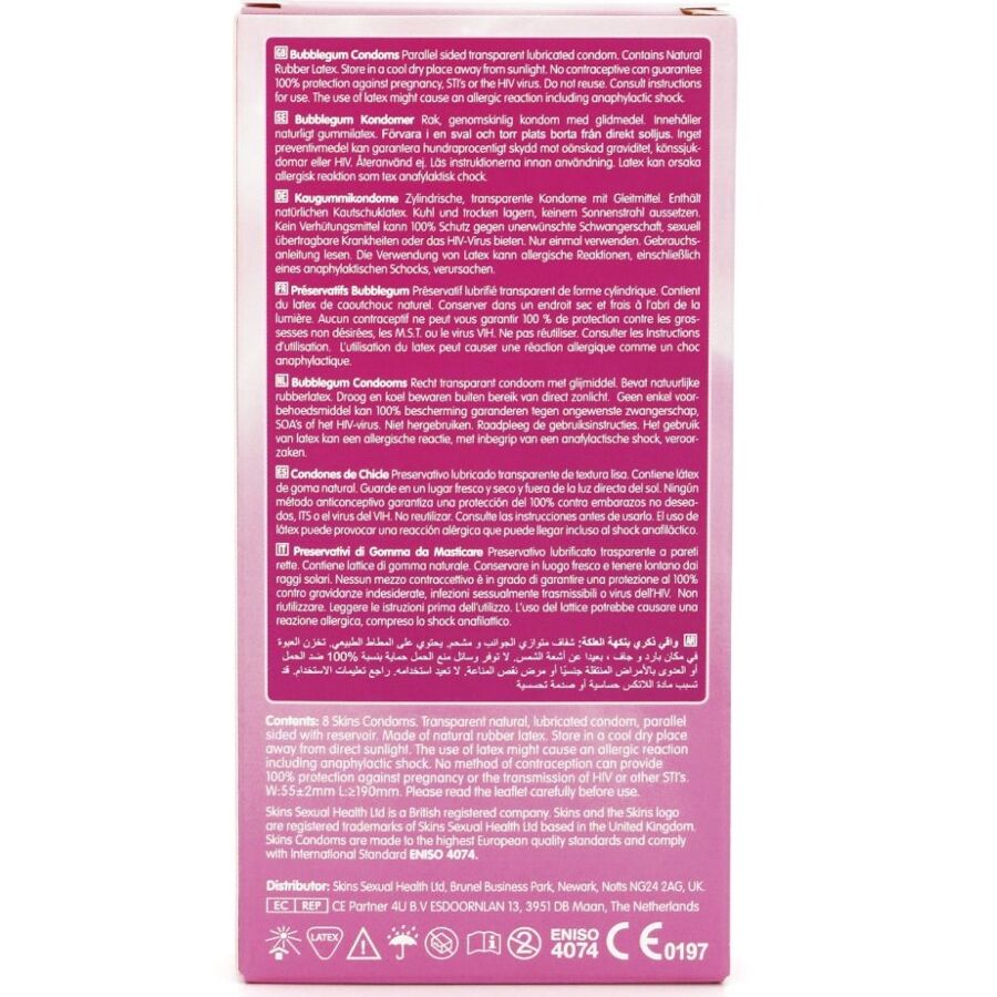 SKINS - PACK DE 8 PRÉSERVATIFS PREMIUM BUBBLEGUM