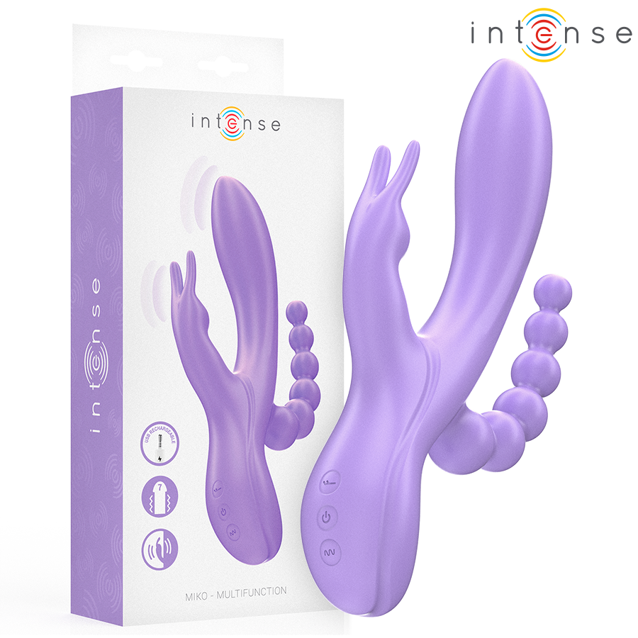 INTENSE - MIKO TRIPLE VIBRATEUR LAPIN & STIMULATEUR & ANAL 7 VIBRATIONS VIOLET