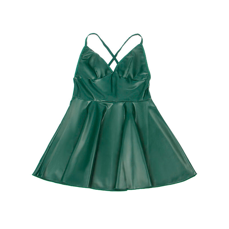 SUBBLIME - 955434 ROBE À BRETELLES EN CUIR VERT S/M