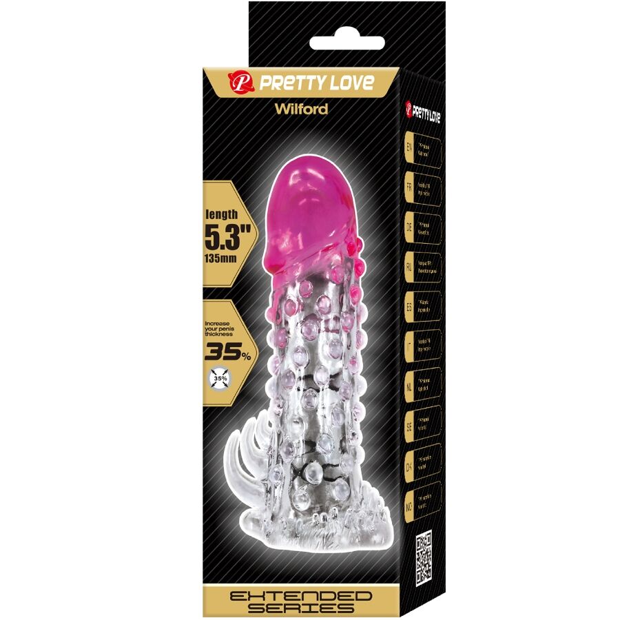 PRETTY LOVE - GAINE D'AGRANDISSEMENT RÉALISTE WILFORD AVEC PÉNIS EN RELIEF ROSE
