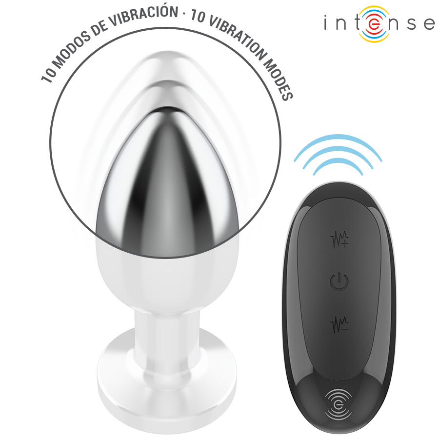 INTENSE - PLUG ANAL 10 VIBRATIONS MÉTAL AVEC TÉLÉCOMMANDE L