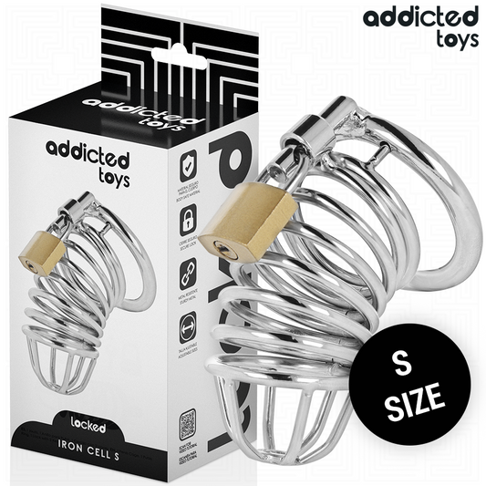 ADDICTED TOYS LOCKED - CAGE À PÉNIS EN MÉTAL IRON CELL 4 CM TAILLE S