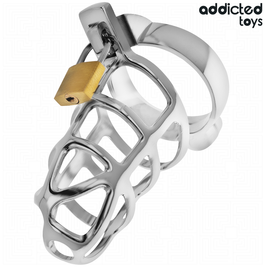 ADDICTED TOYS LOCKED - CAGE À PÉNIS EN MÉTAL AVEC VERROU ARGENT TAILLE M