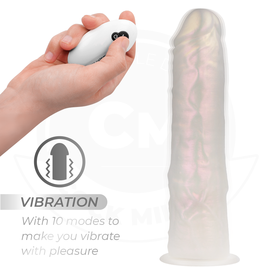 COCK MILLER - GODE AVEC VENTOUSE, LUMIÈRES ET VIBRATIONS AVEC TÉLÉCOMMANDE BLANC 21,5 CM