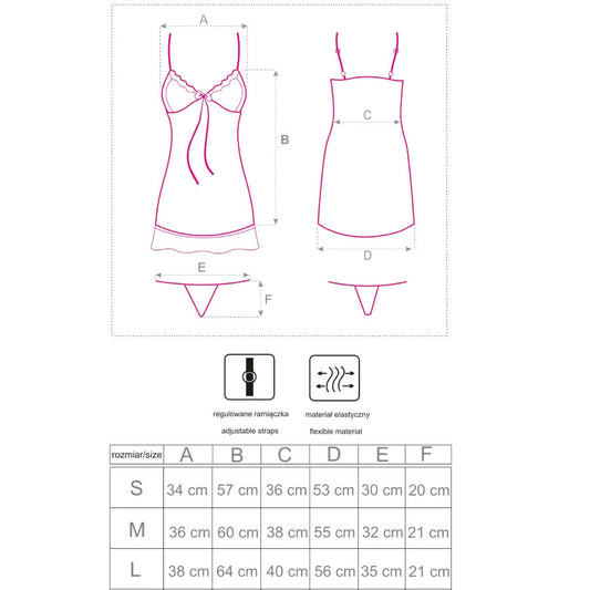 LIVCO CORSETTI FASHION - LUISE 1710 BABYDOLL + STRING NOIR S