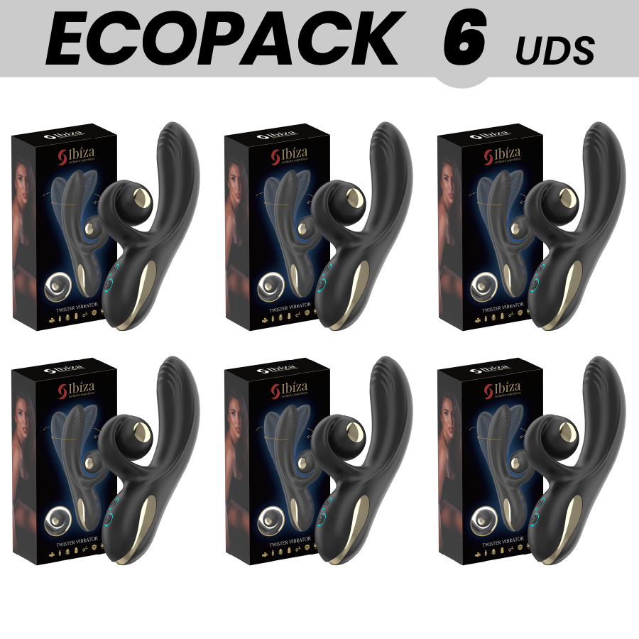 ECOPACKS 6 UNITÉS - VIBRATEUR IBIZA TWISTER AVEC STIMULATEUR DE COURBES ET VIBRO-ROTATION