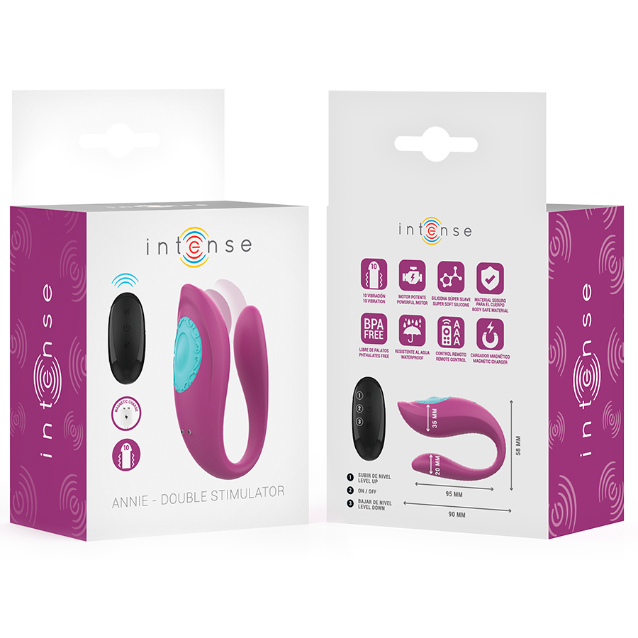 INTENSE - ANNIE VIBRATEUR ET STIMULATEUR EN U VIOLET TÉLÉCOMMANDE