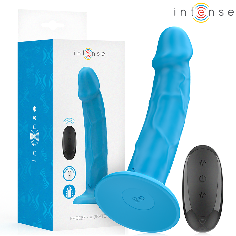 INTENSE - PHOEBE VIBRATEUR RÉALISTE 10 VIBRATIONS TÉLÉCOMMANDE BLEU
